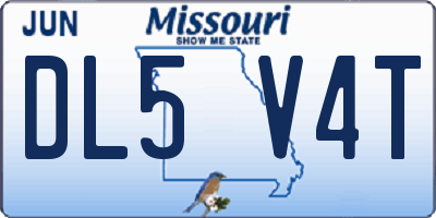 MO license plate DL5V4T