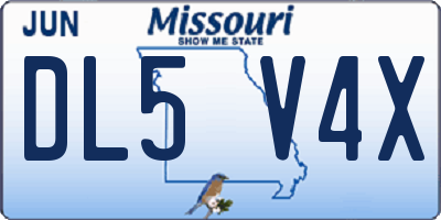 MO license plate DL5V4X