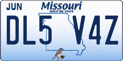 MO license plate DL5V4Z