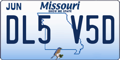 MO license plate DL5V5D