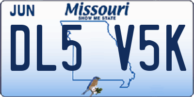 MO license plate DL5V5K