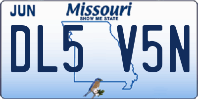 MO license plate DL5V5N