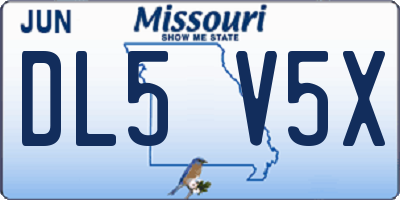 MO license plate DL5V5X