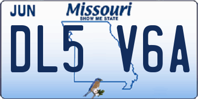 MO license plate DL5V6A