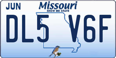 MO license plate DL5V6F