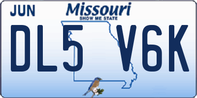 MO license plate DL5V6K