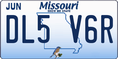 MO license plate DL5V6R