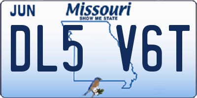 MO license plate DL5V6T