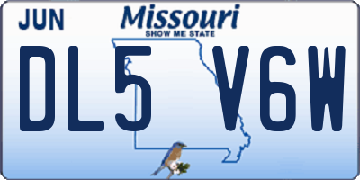 MO license plate DL5V6W