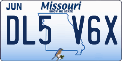 MO license plate DL5V6X