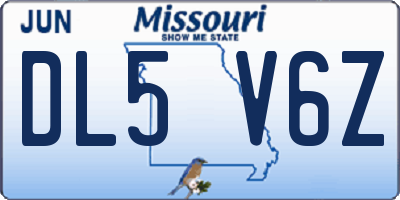 MO license plate DL5V6Z