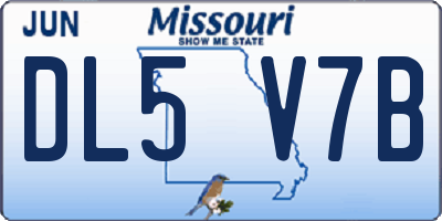 MO license plate DL5V7B