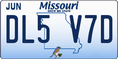 MO license plate DL5V7D