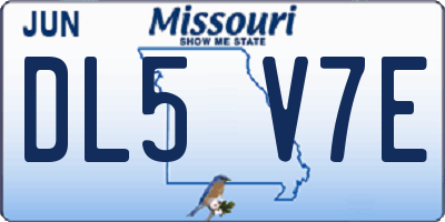 MO license plate DL5V7E