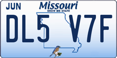 MO license plate DL5V7F