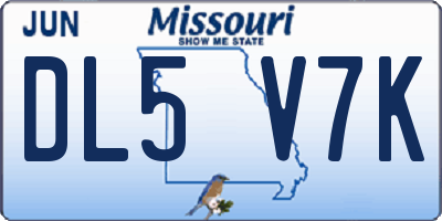MO license plate DL5V7K