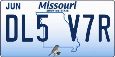 MO license plate DL5V7R