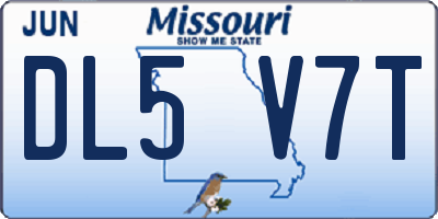 MO license plate DL5V7T