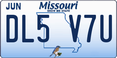 MO license plate DL5V7U