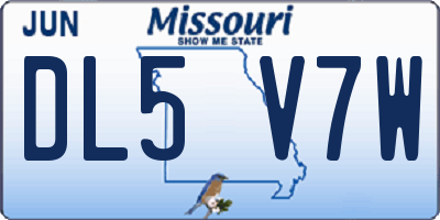 MO license plate DL5V7W