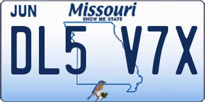MO license plate DL5V7X