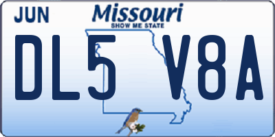 MO license plate DL5V8A