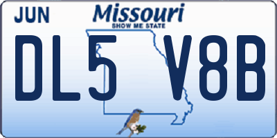 MO license plate DL5V8B