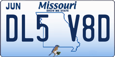 MO license plate DL5V8D