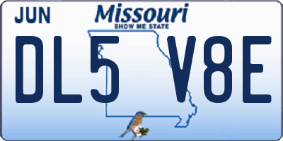 MO license plate DL5V8E