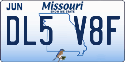 MO license plate DL5V8F