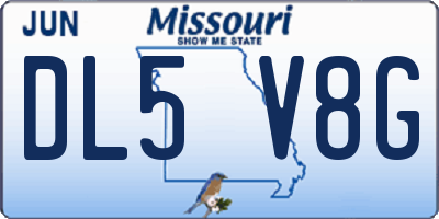 MO license plate DL5V8G