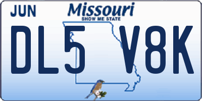 MO license plate DL5V8K