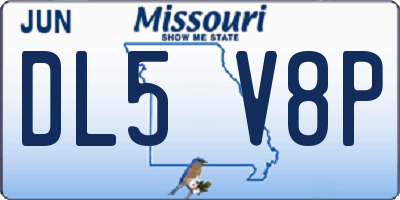 MO license plate DL5V8P