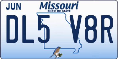MO license plate DL5V8R
