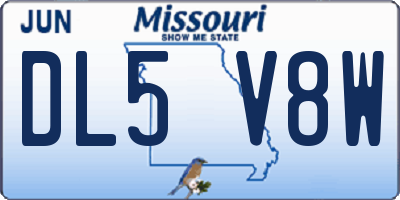 MO license plate DL5V8W