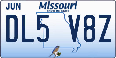 MO license plate DL5V8Z