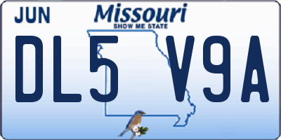MO license plate DL5V9A