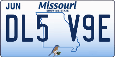 MO license plate DL5V9E