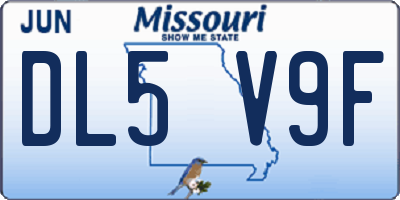 MO license plate DL5V9F