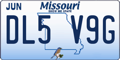 MO license plate DL5V9G