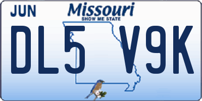 MO license plate DL5V9K