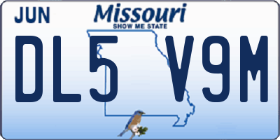 MO license plate DL5V9M