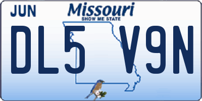 MO license plate DL5V9N