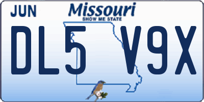 MO license plate DL5V9X