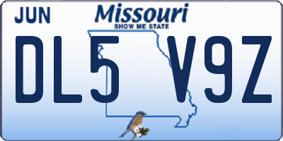 MO license plate DL5V9Z