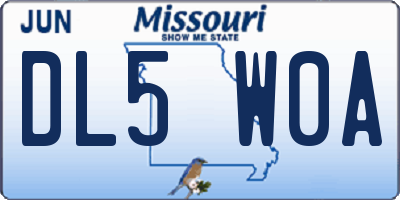 MO license plate DL5W0A