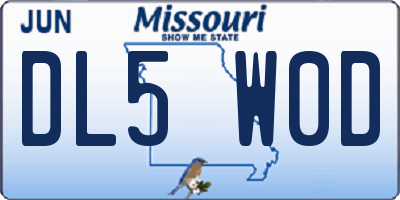 MO license plate DL5W0D