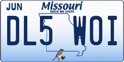 MO license plate DL5W0I