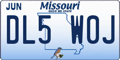MO license plate DL5W0J