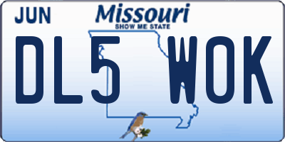 MO license plate DL5W0K